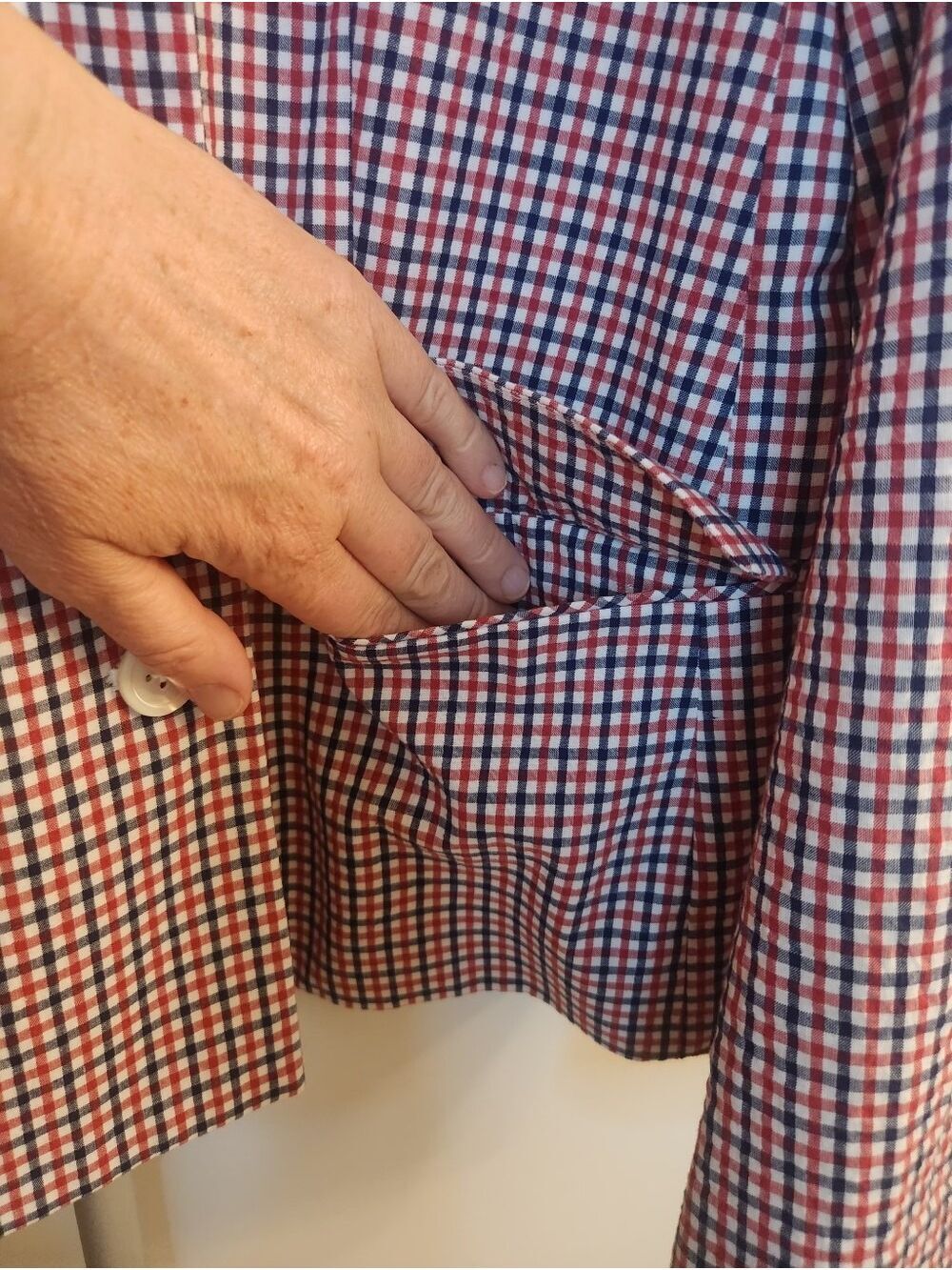 J.Crew Double-Breasted Plaid Check Blazer Jacket – Size 12 Red navy White G1124 - Picture 7 of 13